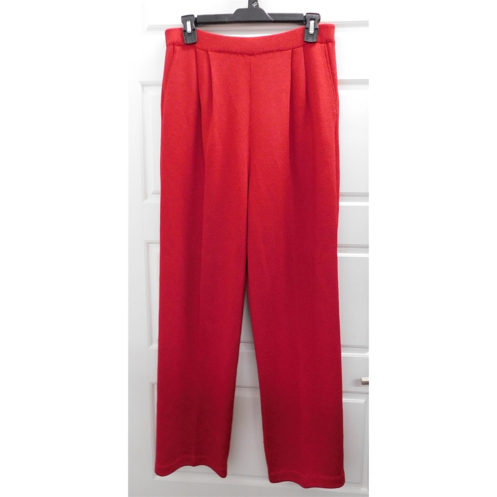 St John Evening Red Santana Knit Pleated Pants USA 8